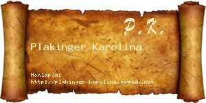 Plakinger Karolina névjegykártya